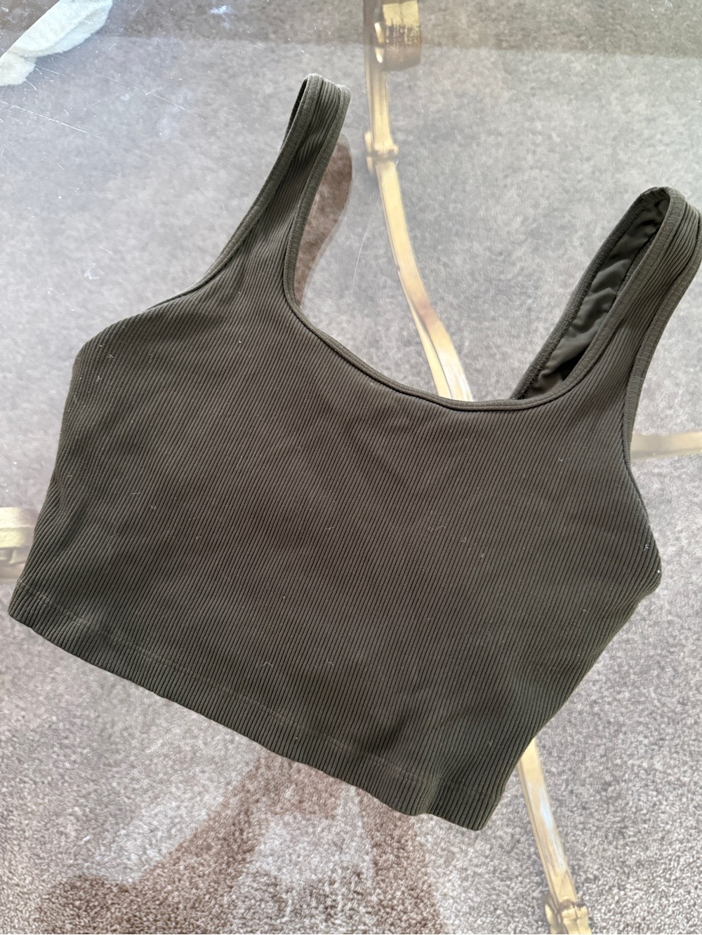 Aerie Green Ribbed Sports Bra Tank